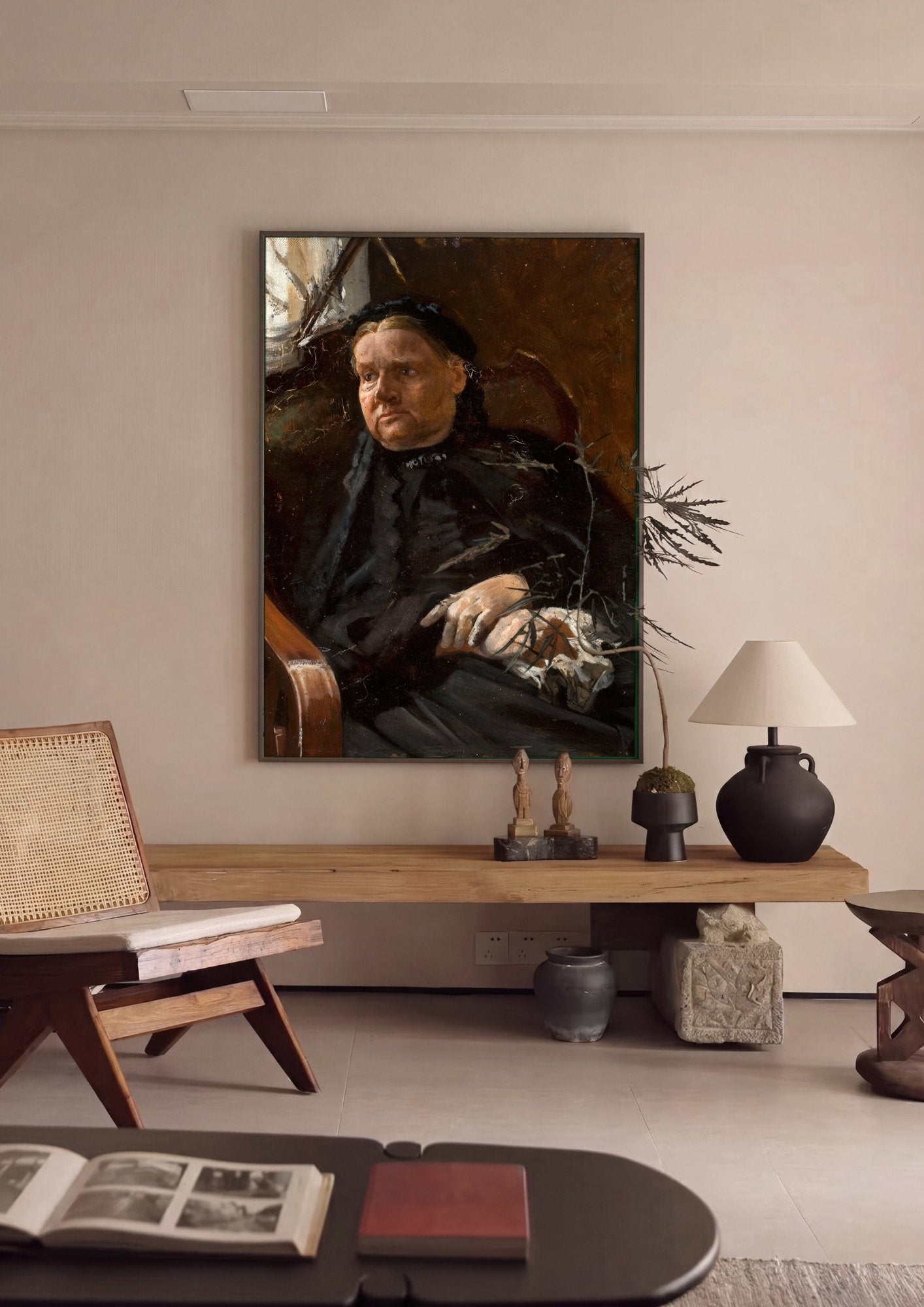 Quadro Decorativo Retrato de Senhora Idosa - Jacek Malczewski em ambiente decorado