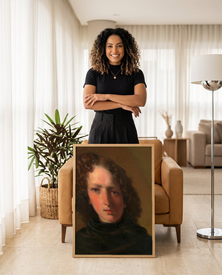 Quadro Decorativo Retrato de Jovem - Friedrich Von Amerling com modelo em ambiente
