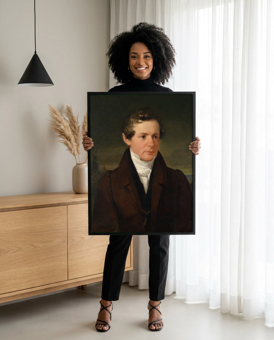 Quadro Decorativo Retrato de Homem - Friedrich von Amerling com modelo em ambiente
