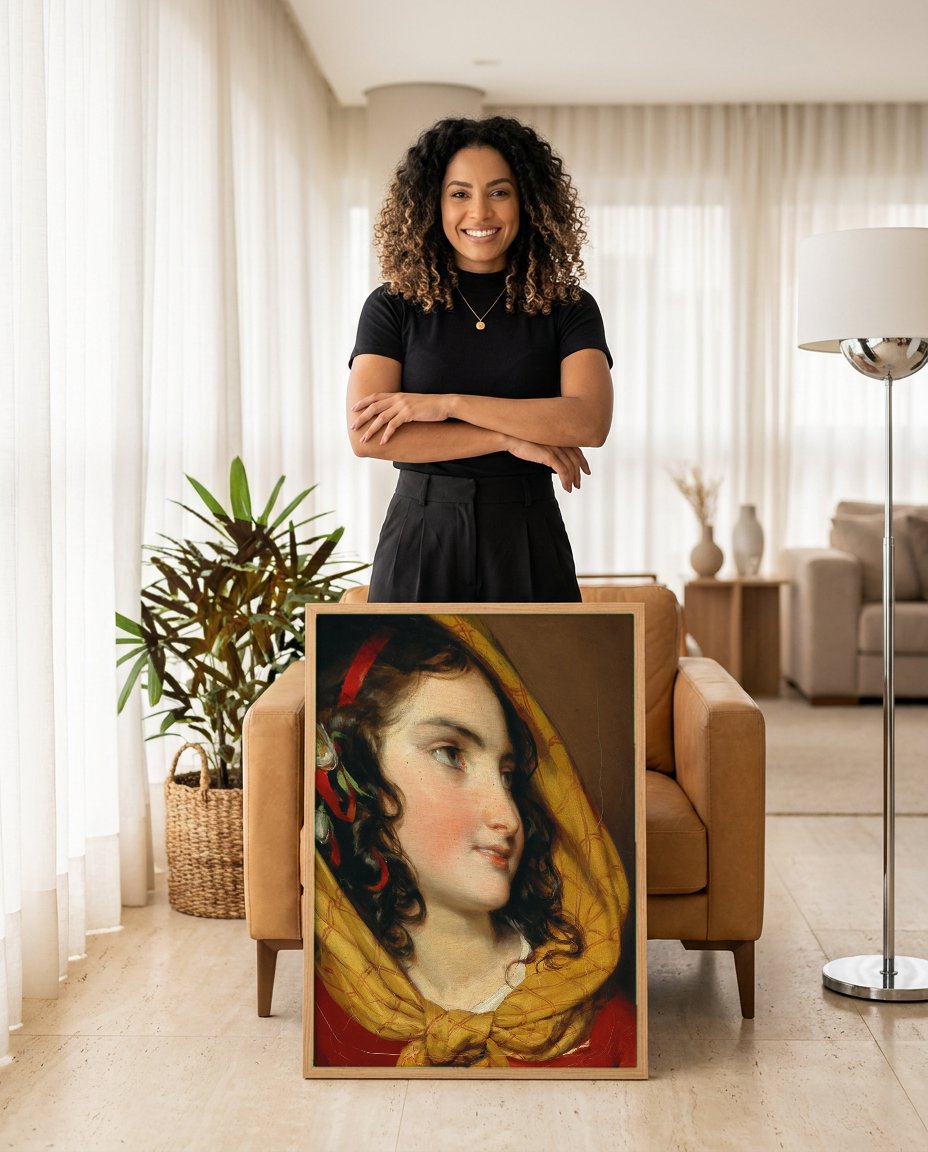 Quadro Decorativo A Jovem Oriental - Friedrich Von Amerling com modelo em ambiente
