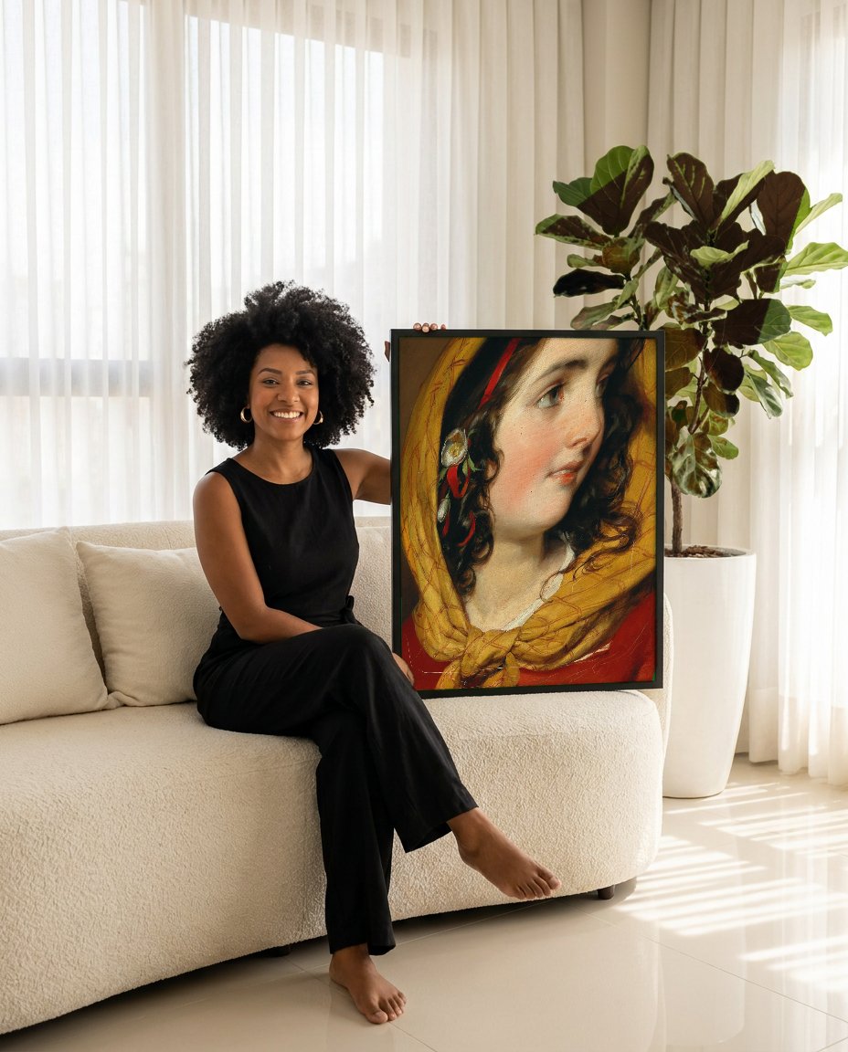 Quadro Decorativo A Jovem Oriental - Friedrich Von Amerling com modelo em ambiente