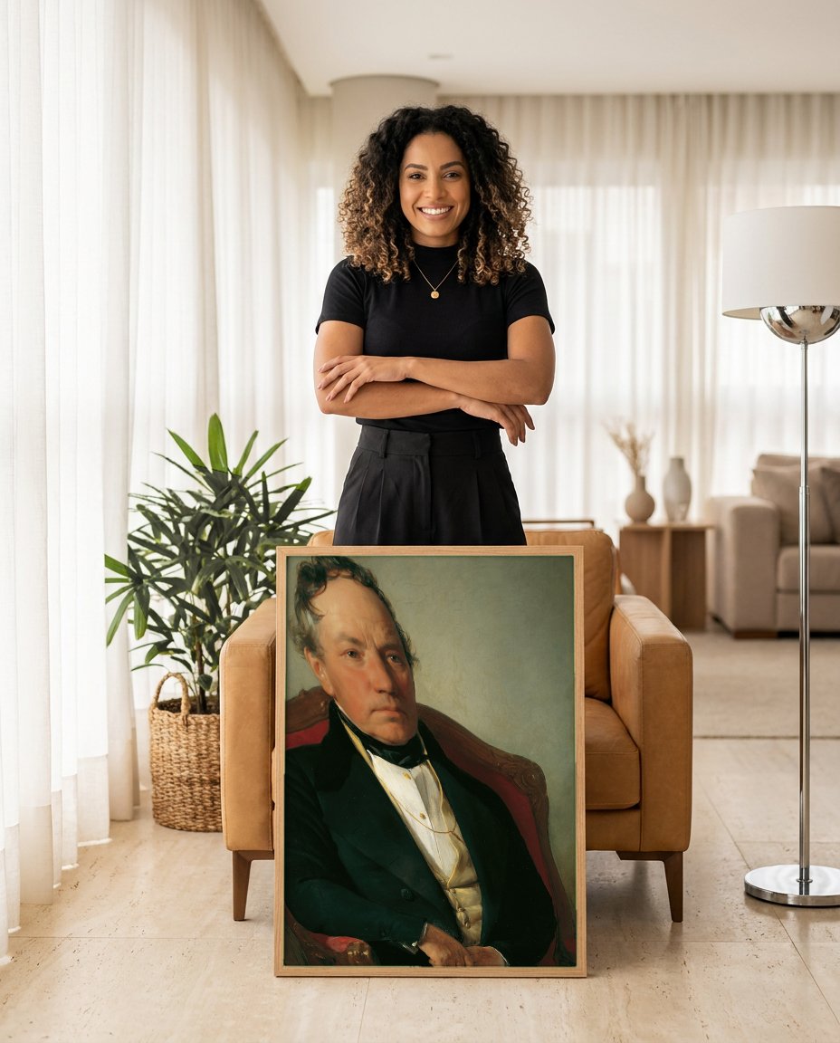 Quadro Decorativo Retrato de Homem - Friedrich von Amerling com modelo em ambiente