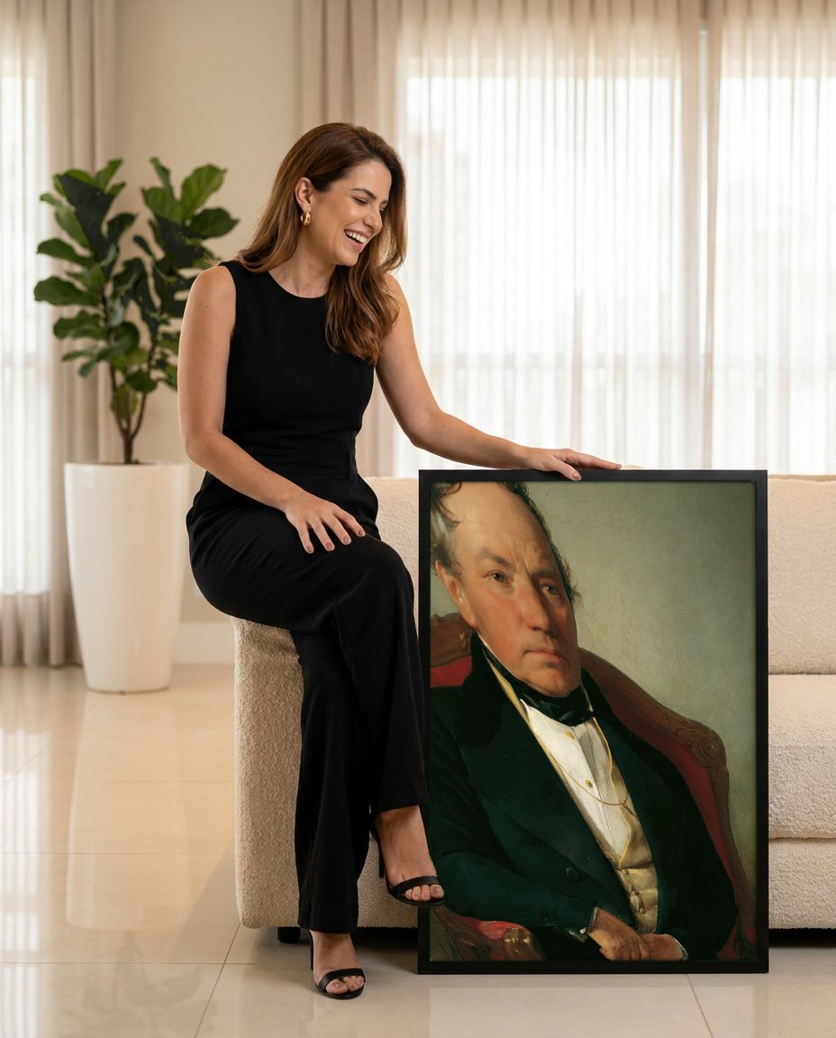 Quadro Decorativo Retrato de Homem - Friedrich von Amerling com modelo em ambiente