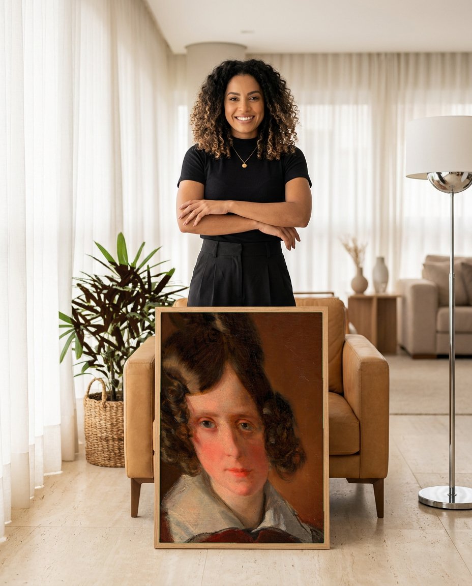Quadro Decorativo Retrato Feminino - Friedrich Von Amerling com modelo em ambiente