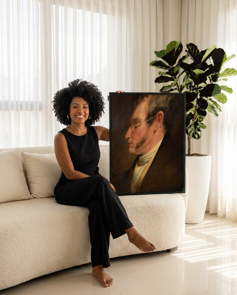 Quadro Decorativo Retrato de Homem - Friedrich von Amerling com modelo em ambiente