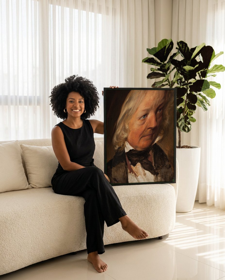 Quadro Decorativo Retrato de Homem - Friedrich Von Amerling com modelo em ambiente