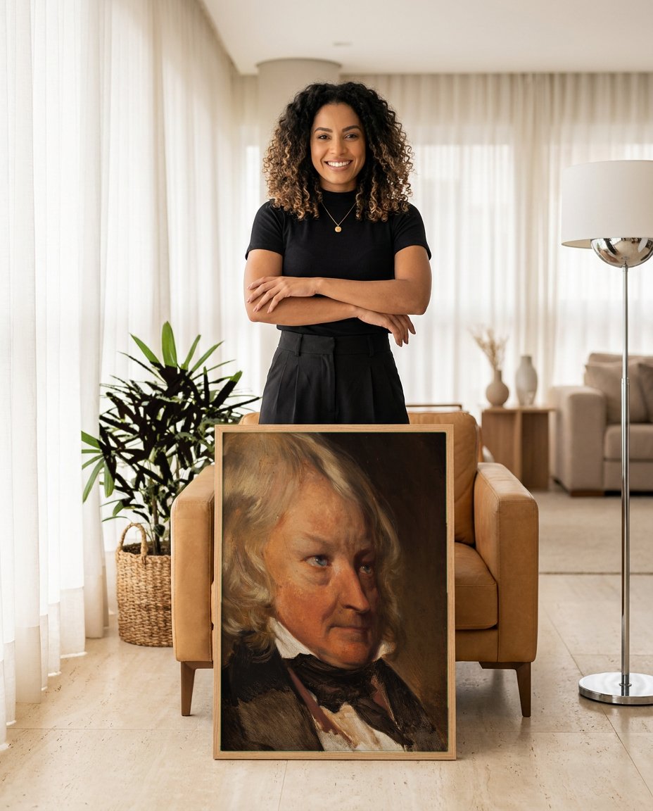 Quadro Decorativo Retrato de Homem - Friedrich Von Amerling com modelo em ambiente