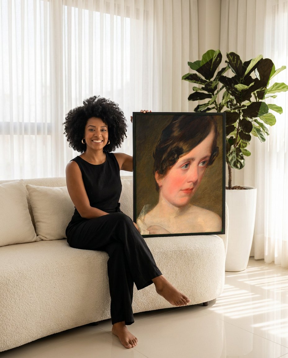 Quadro Decorativo Retrato Feminino - Friedrich Von Amerling com modelo em ambiente