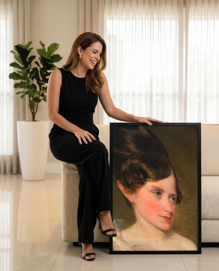 Quadro Decorativo Retrato Feminino - Friedrich Von Amerling com modelo em ambiente