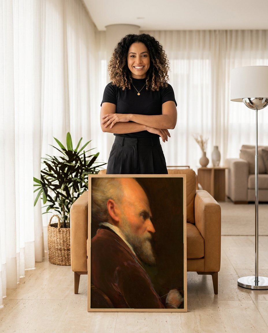 Quadro Decorativo Retrato de Homem - Friedrich von Amerling com modelo em ambiente