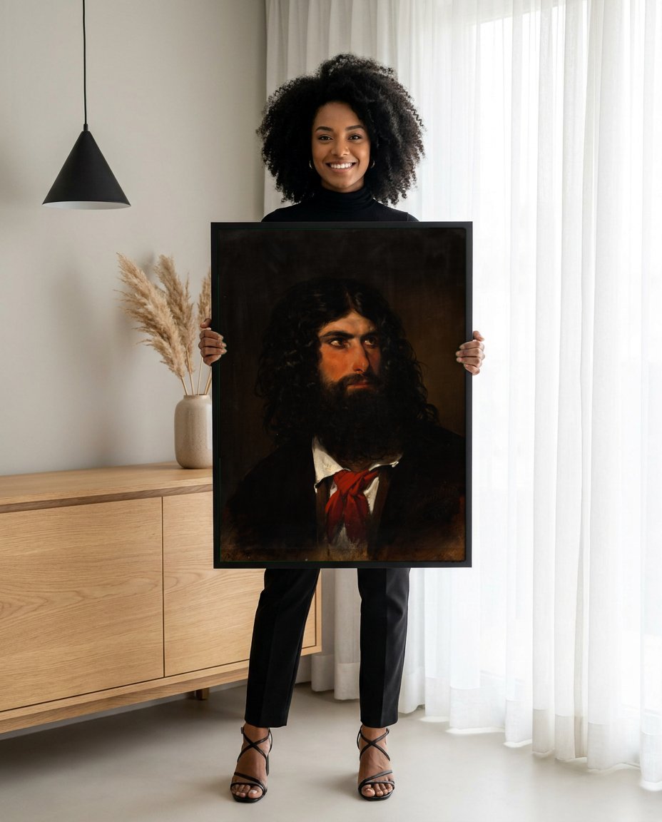 Quadro Decorativo Retrato de Jovem - Friedrich von Amerling com modelo em ambiente