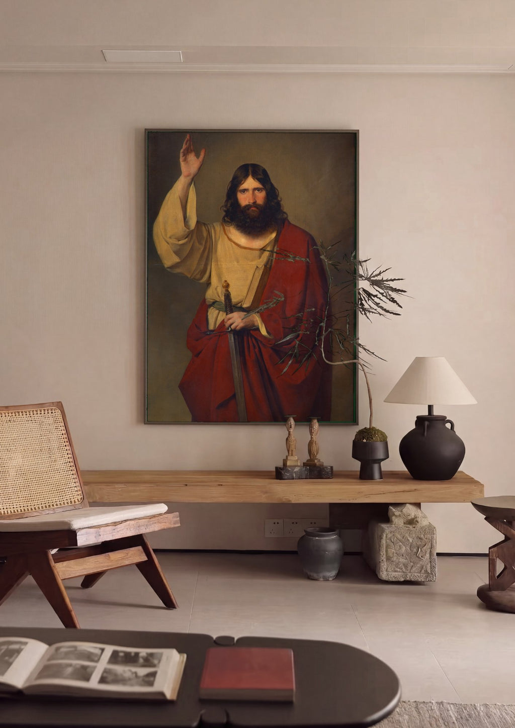 Quadro Decorativo Jesus com Espada - Friedrich Von Amerling em ambiente decorado