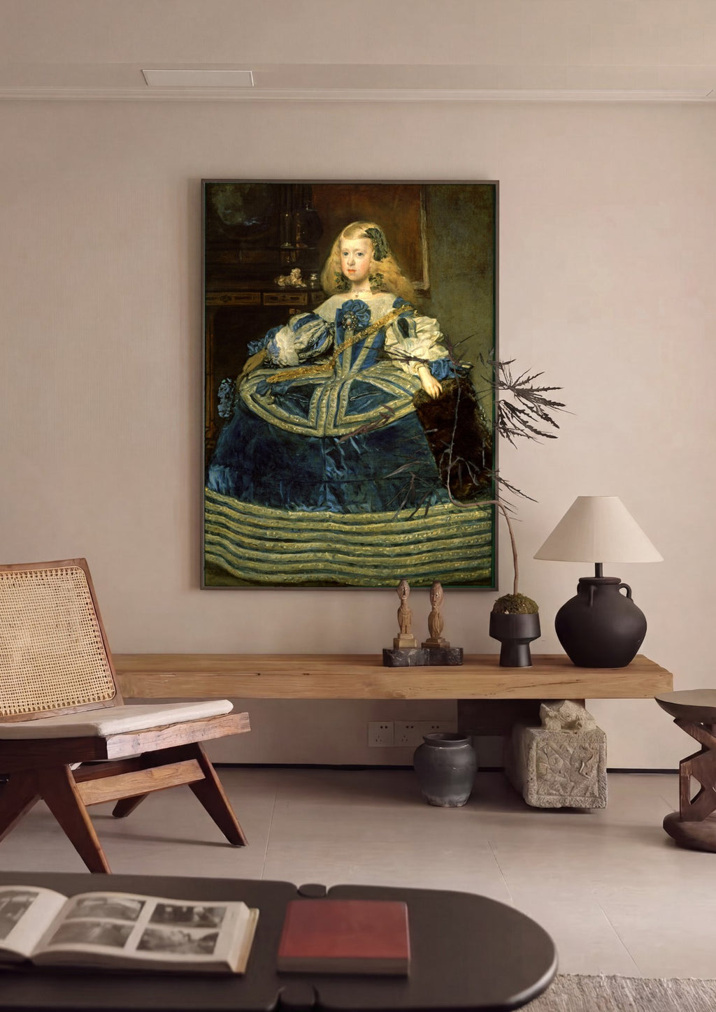 Quadro Decorativo Infanta Margarida - Diego Velázquez em ambiente decorado