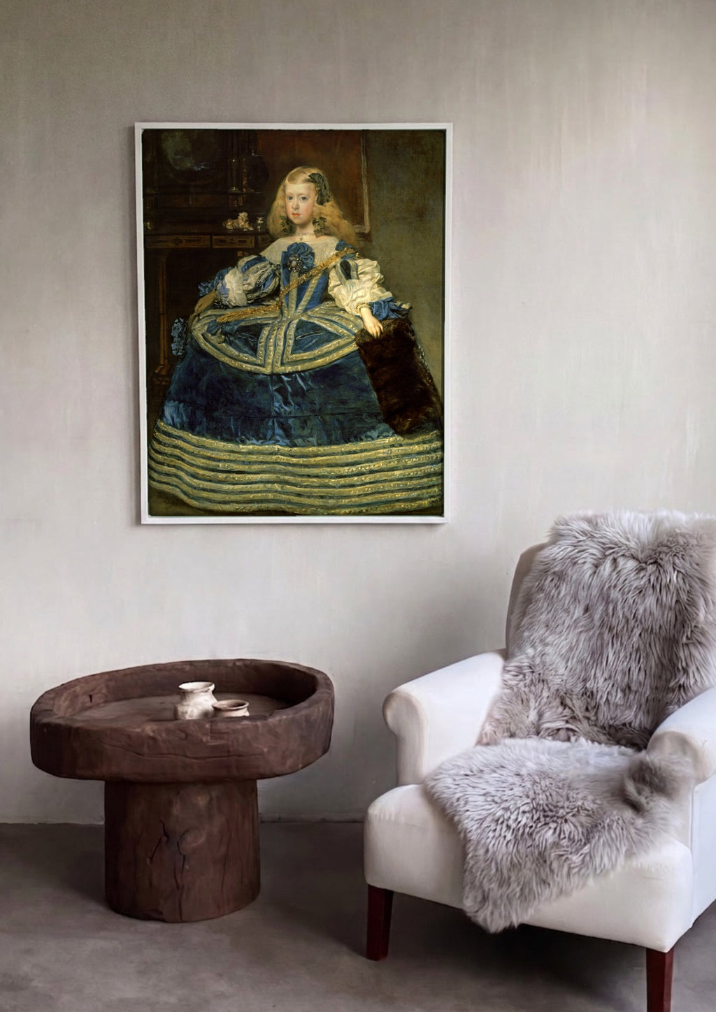 Quadro Decorativo Infanta Margarida - Diego Velázquez em ambiente decorado