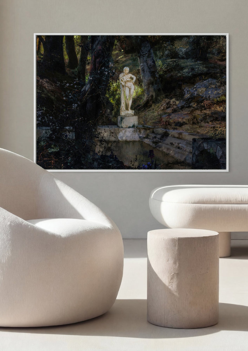 Quadro Decorativo Nudez na Floresta - Siemiradzki em ambiente decorado