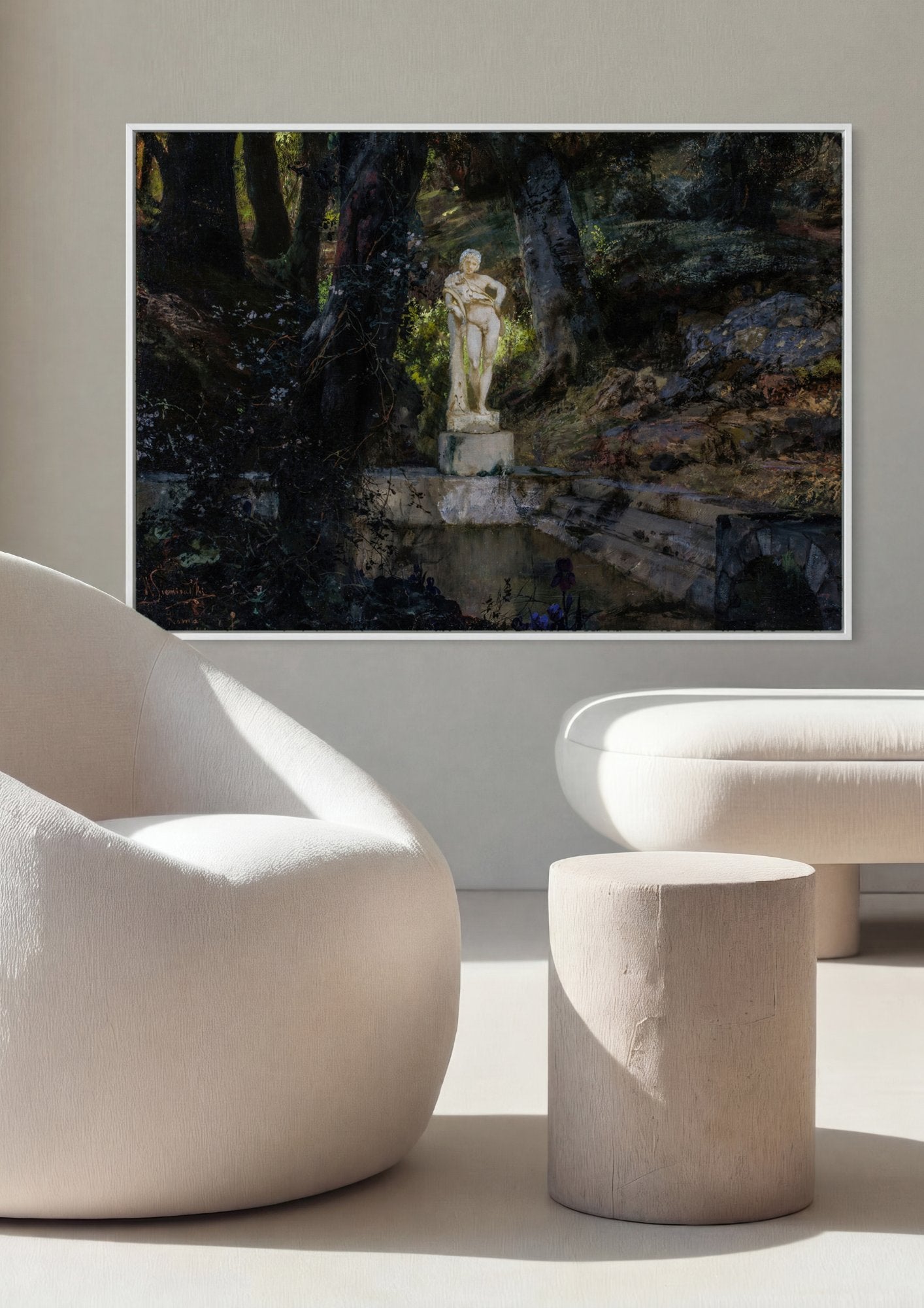 Quadro Decorativo Nudez na Floresta - Siemiradzki em ambiente decorado