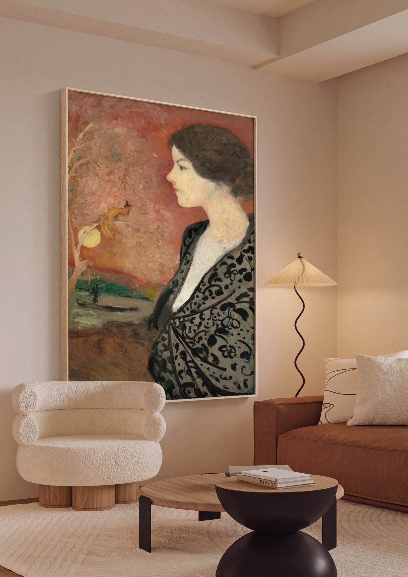 Quadro Decorativo A Mulher no Xale Oriental - August Macke em ambiente decorado
