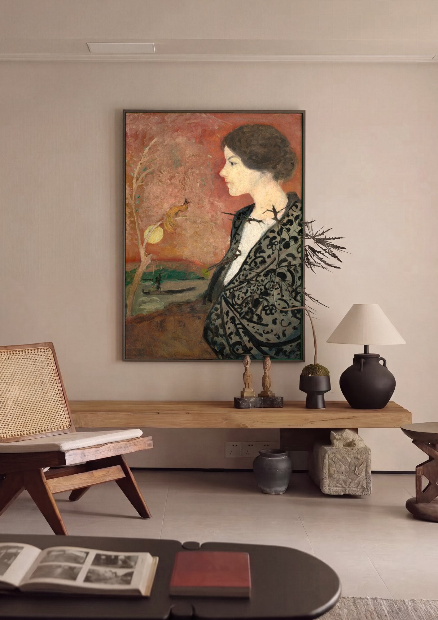 Quadro Decorativo A Mulher no Xale Oriental - August Macke em ambiente decorado