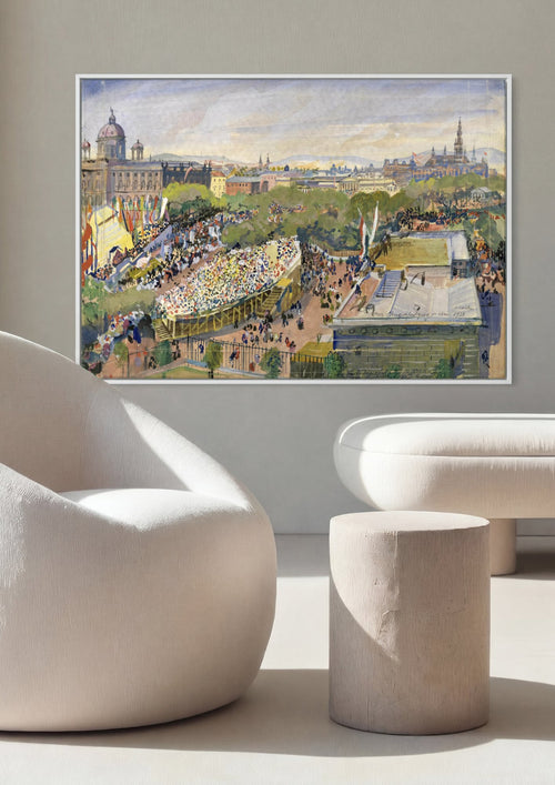 Quadro Decorativo 'Sängerbundfest in Wien' - Oskar Laske em ambiente decorado