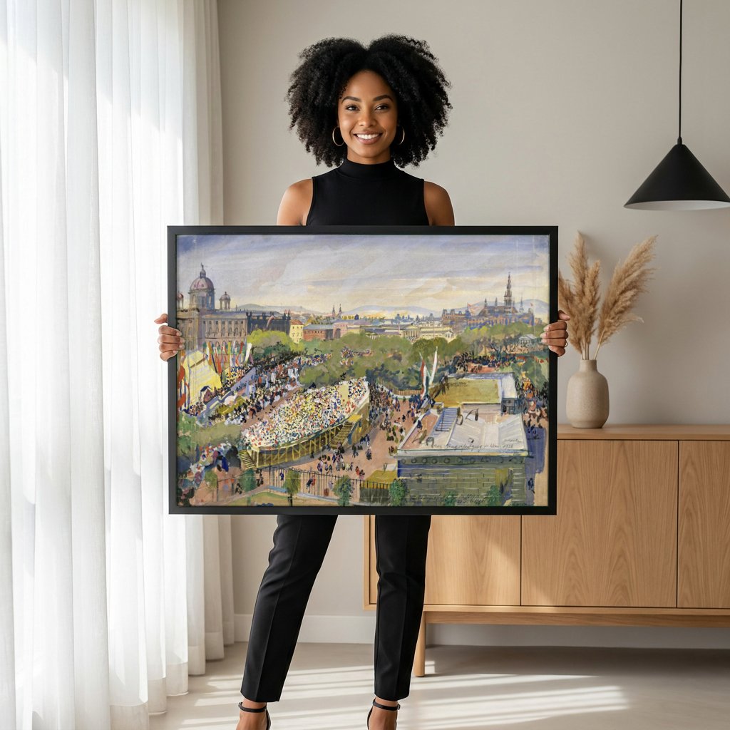 Quadro Decorativo 'Sängerbundfest in Wien' - Oskar Laske com modelo em ambiente