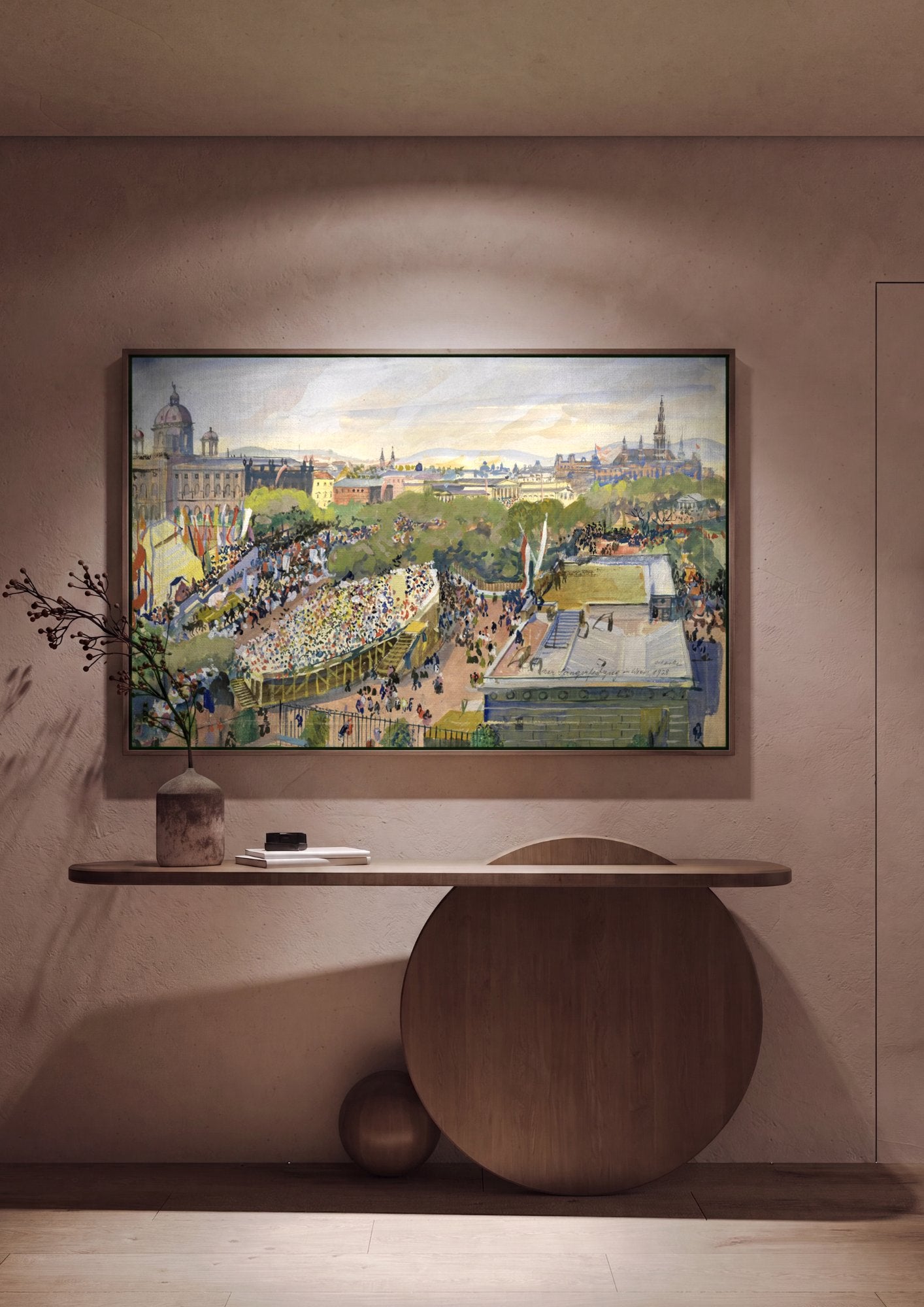 Quadro Decorativo 'Sängerbundfest in Wien' - Oskar Laske em ambiente decorado