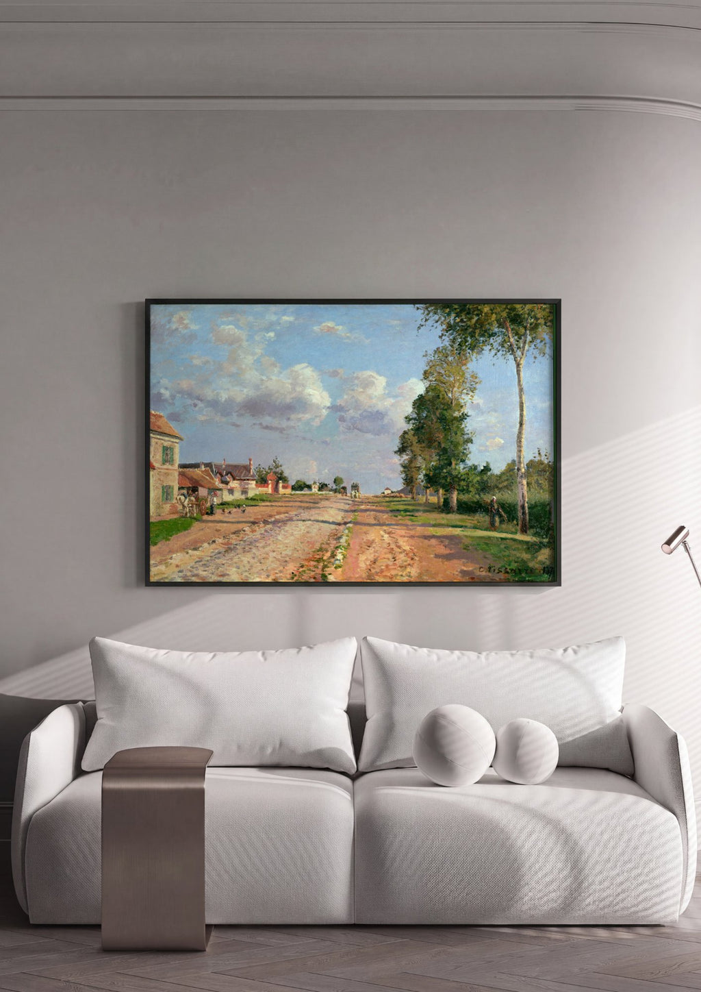 Quadro Decorativo A Estrada de Louveciennes - Pissarro em ambiente decorado