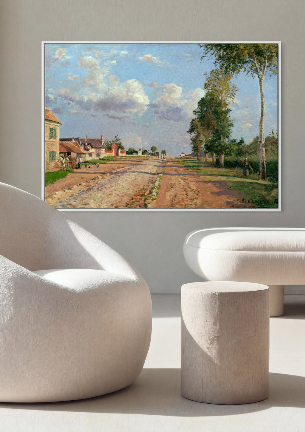 Quadro Decorativo A Estrada de Louveciennes - Pissarro em ambiente decorado