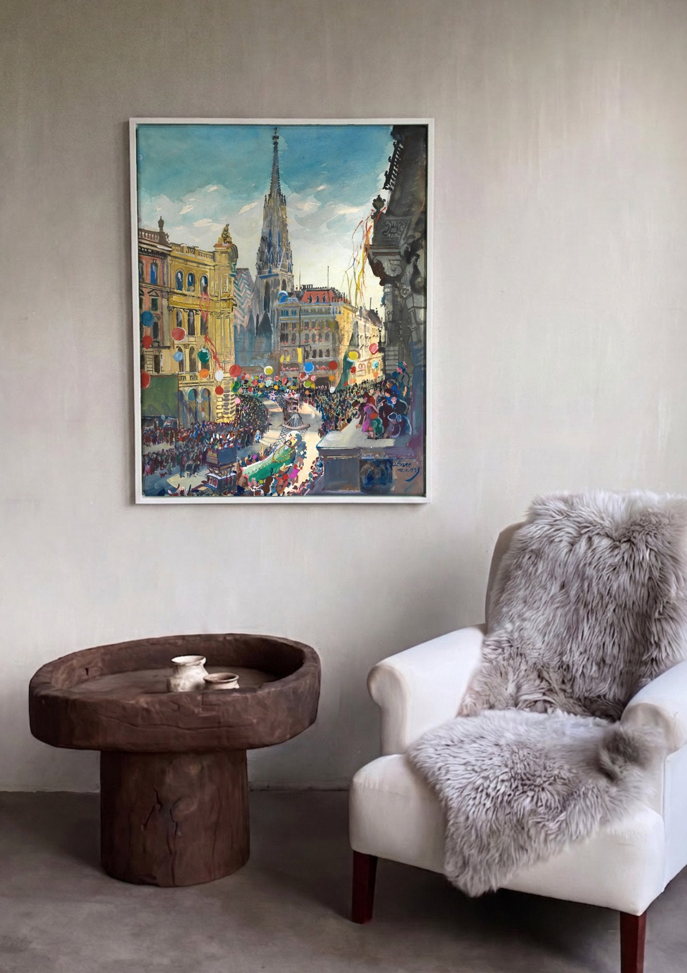 Quadro Decorativo Parada Festiva em Viena - Oskar Laske em ambiente decorado