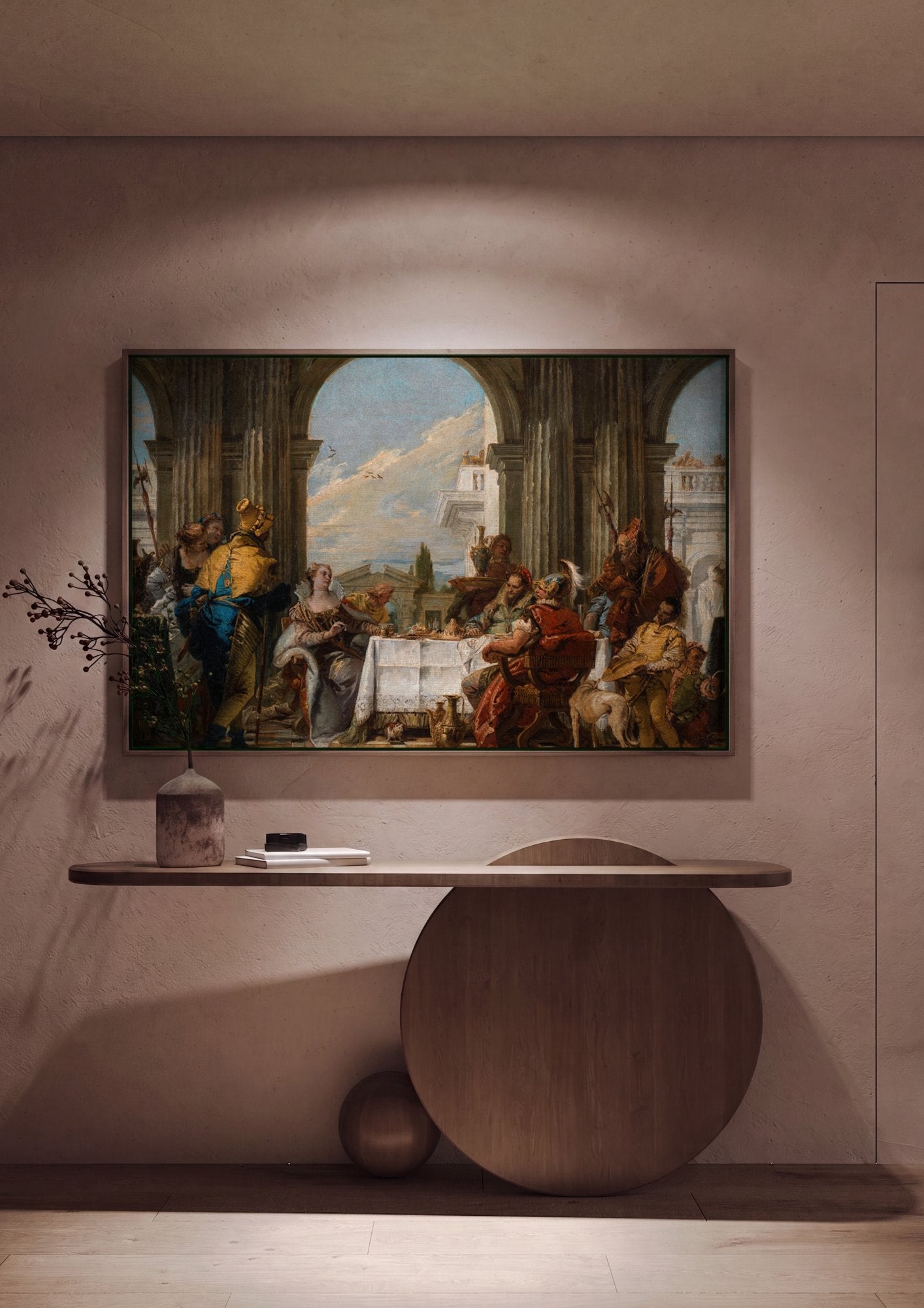Quadro Decorativo Banquete Suntuoso - Tiepolo em ambiente decorado