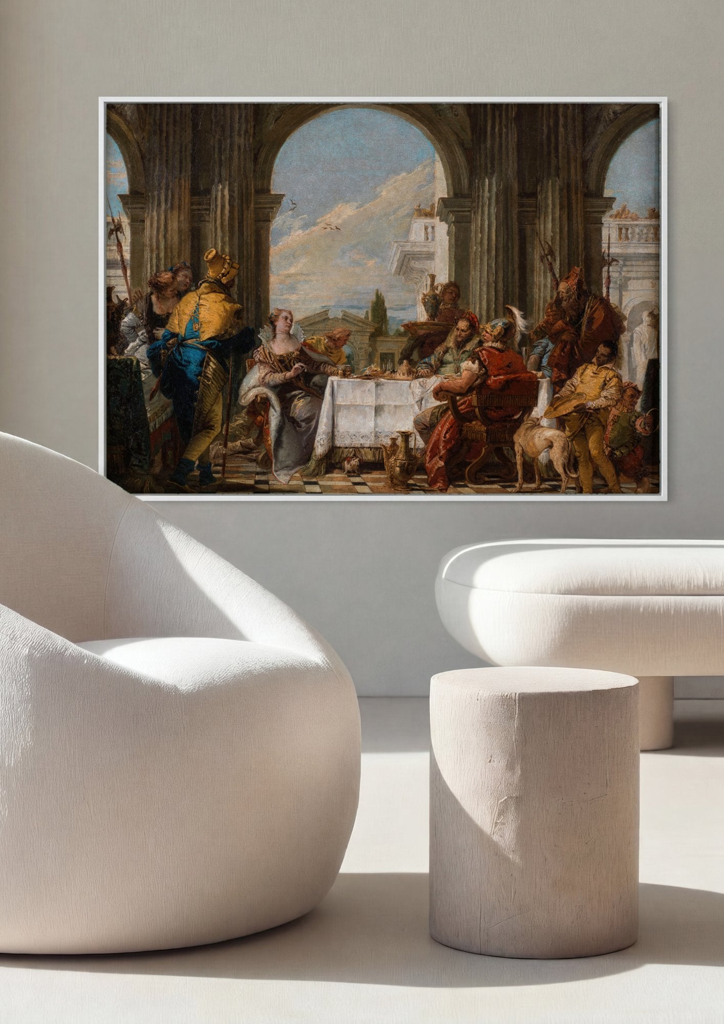 Quadro Decorativo Banquete Suntuoso - Tiepolo em ambiente decorado