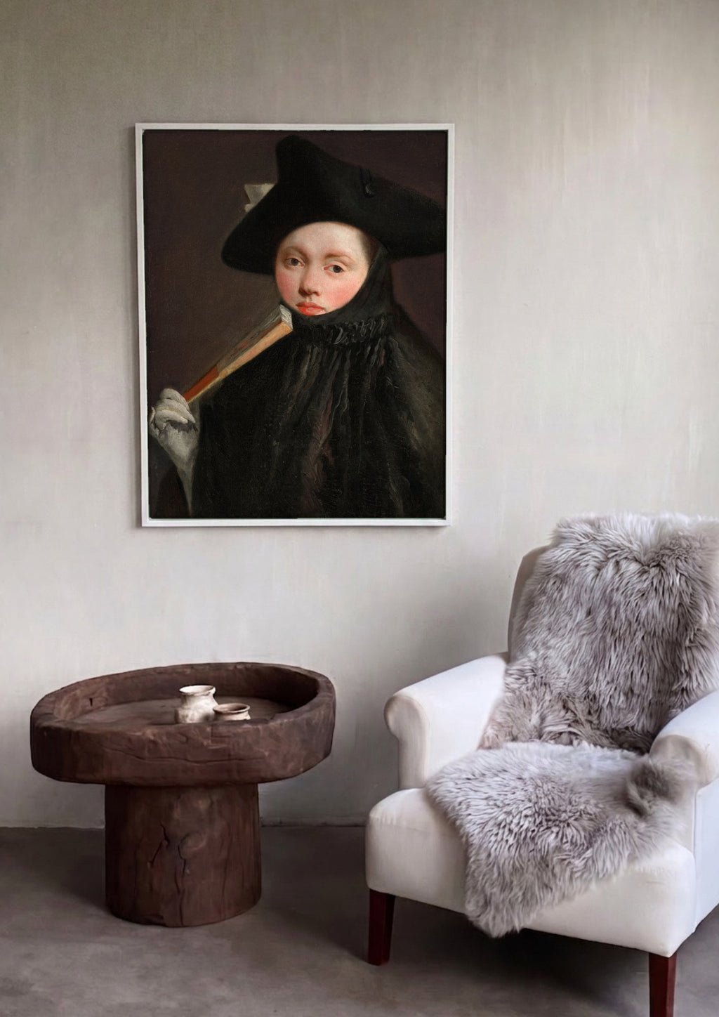 Quadro Decorativo Retrato com Leque - Tiepolo em ambiente decorado