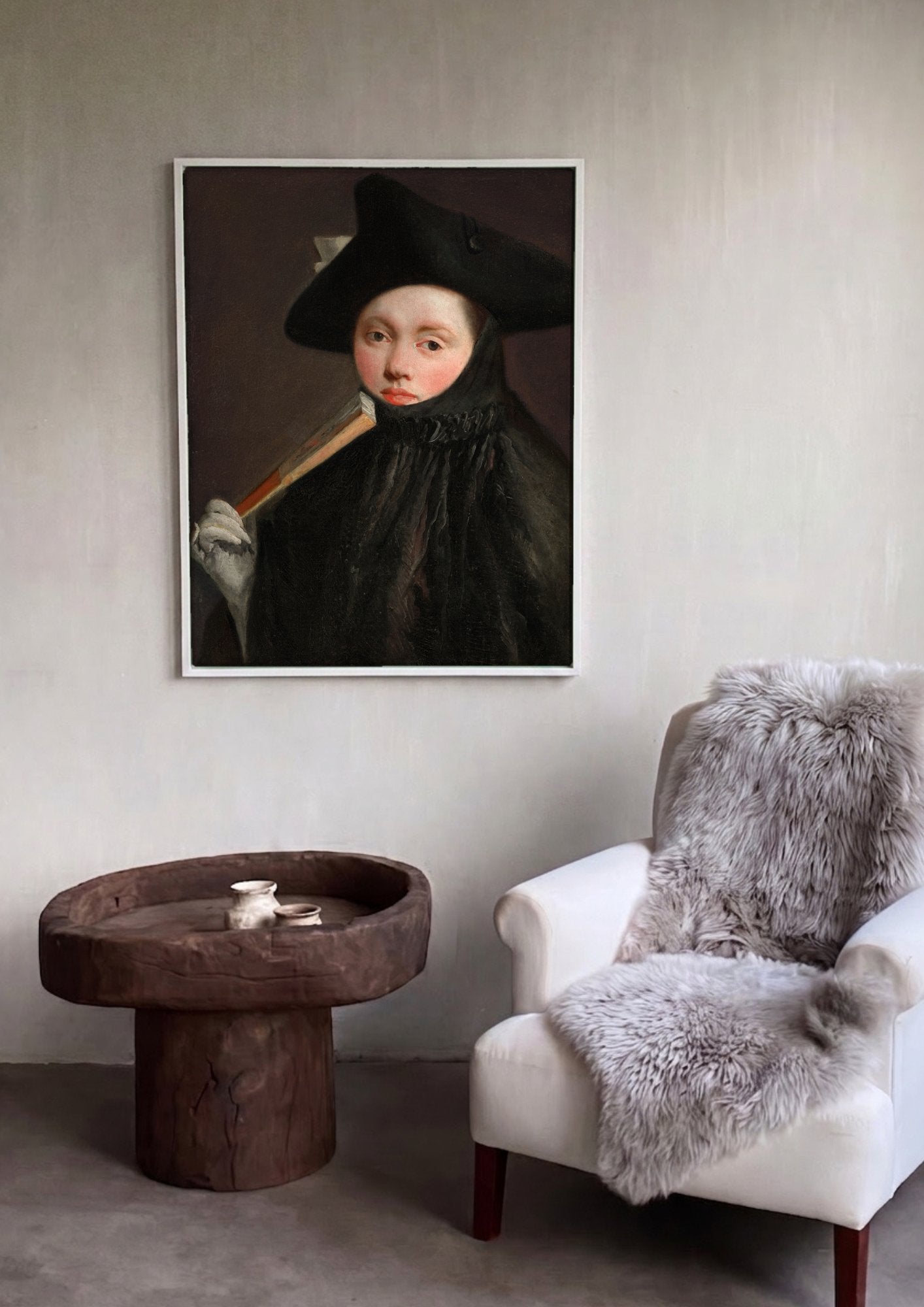 Quadro Decorativo Retrato com Leque - Tiepolo em ambiente decorado