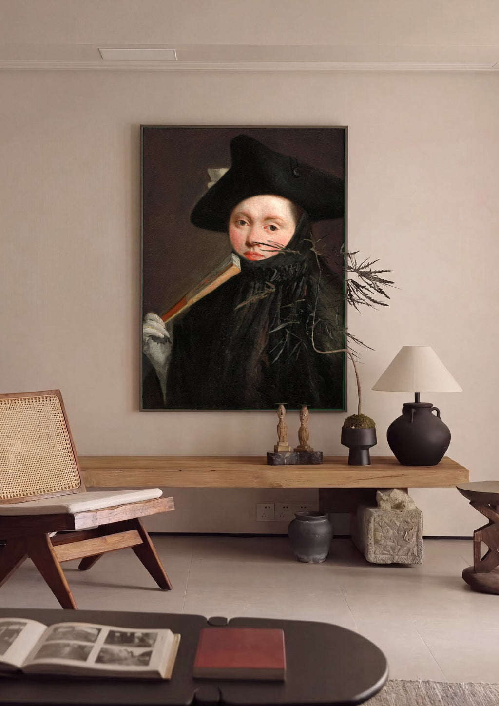 Quadro Decorativo Retrato com Leque - Tiepolo em ambiente decorado
