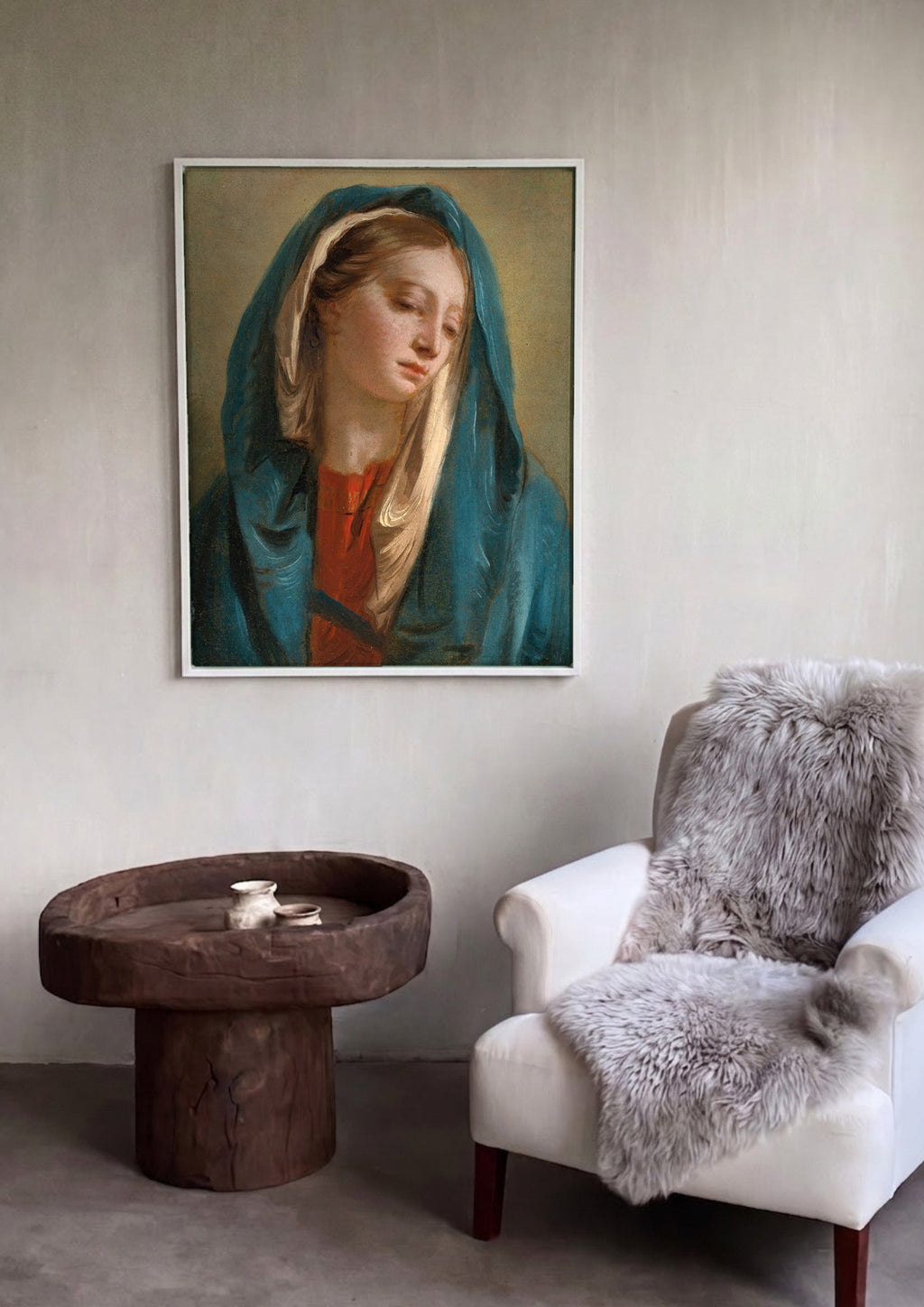 Quadro Decorativo A Virgem Dolorosa - Tiepolo em ambiente decorado