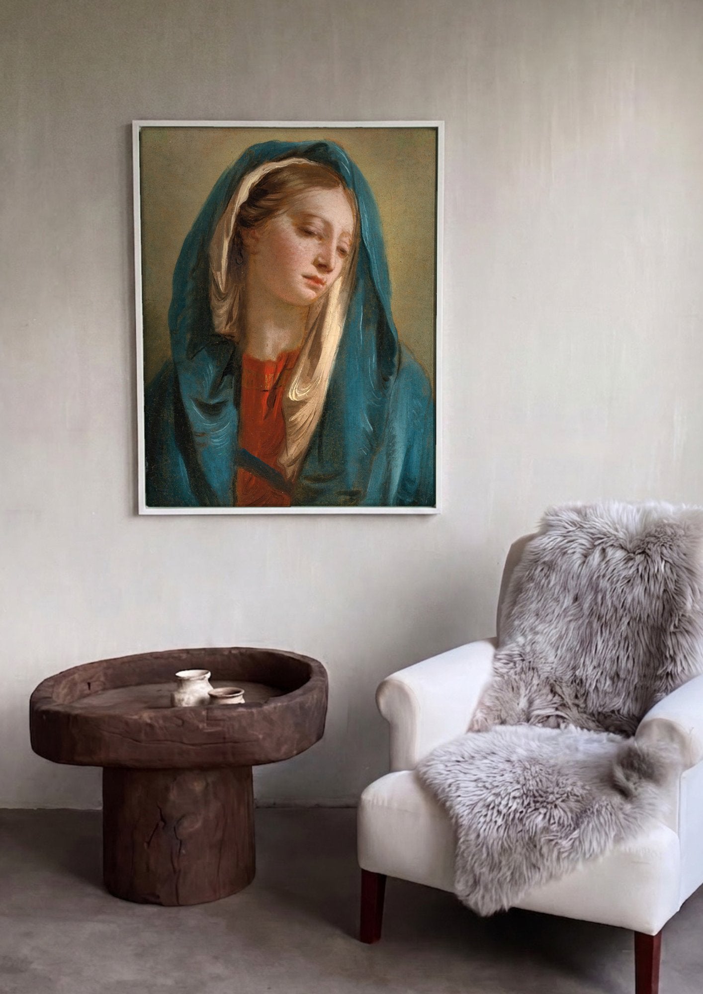 Quadro Decorativo A Virgem Dolorosa - Tiepolo em ambiente decorado