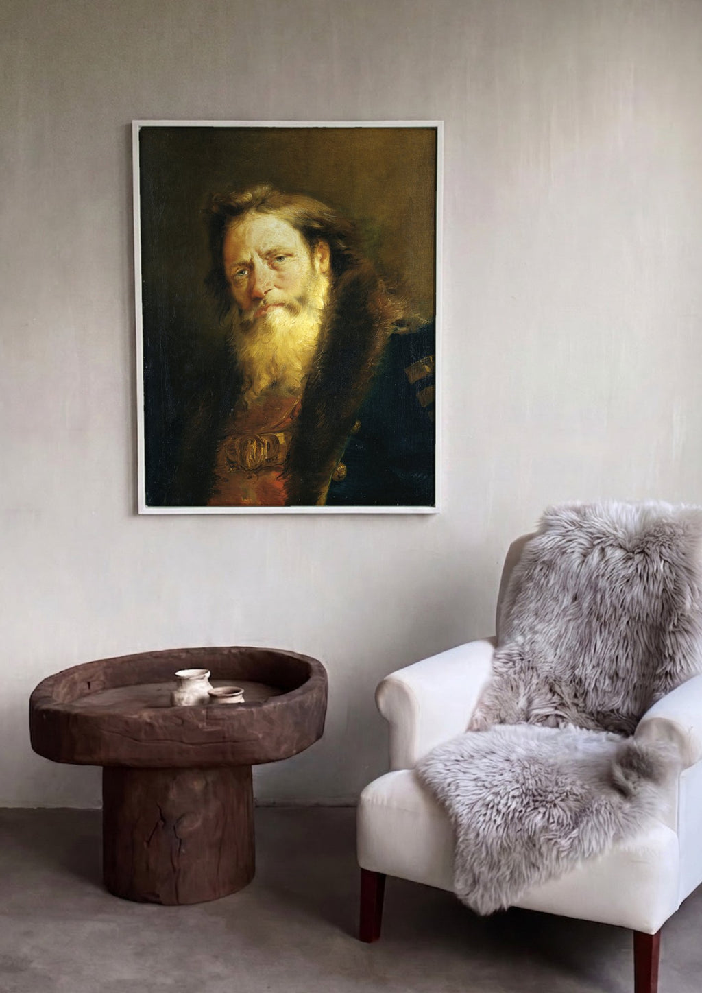 Quadro Decorativo Homem Barbudo - G. D. Tiepolo em ambiente decorado