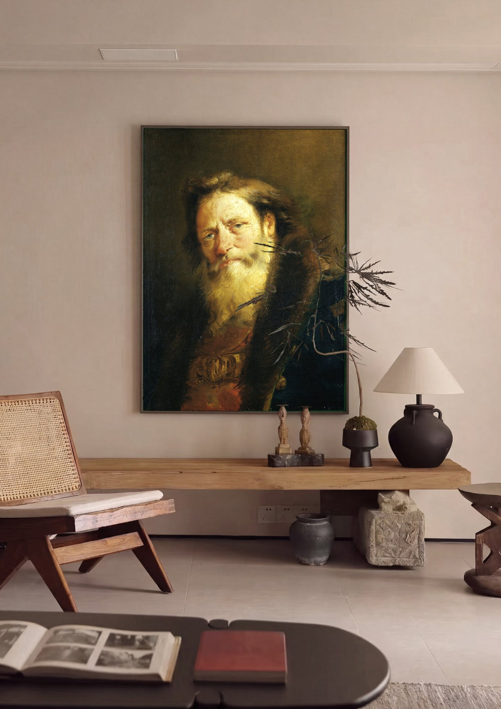 Quadro Decorativo Homem Barbudo - G. D. Tiepolo em ambiente decorado