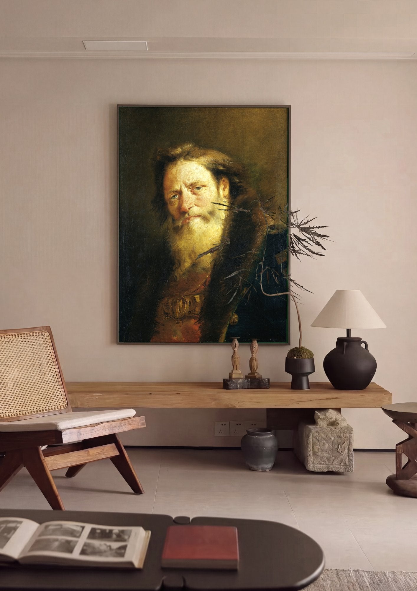 Quadro Decorativo Homem Barbudo - G. D. Tiepolo em ambiente decorado