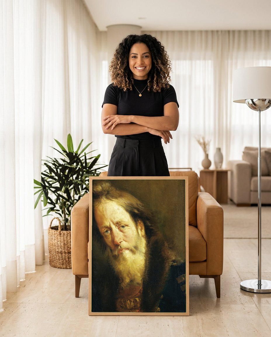 Quadro Decorativo Homem Barbudo - G. D. Tiepolo com modelo em ambiente