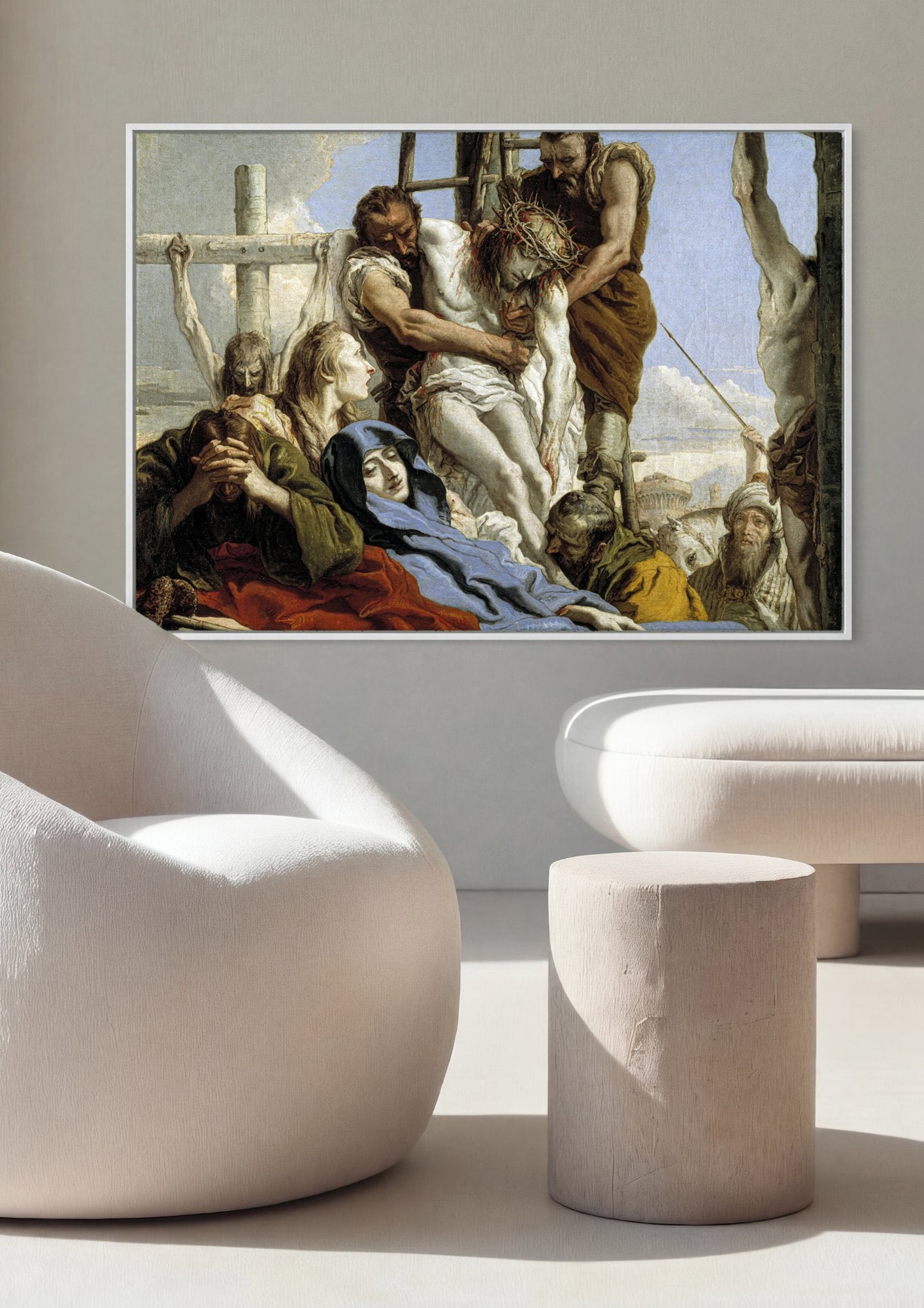 Quadro Decorativo A Descida da Cruz - Tiepolo em ambiente decorado