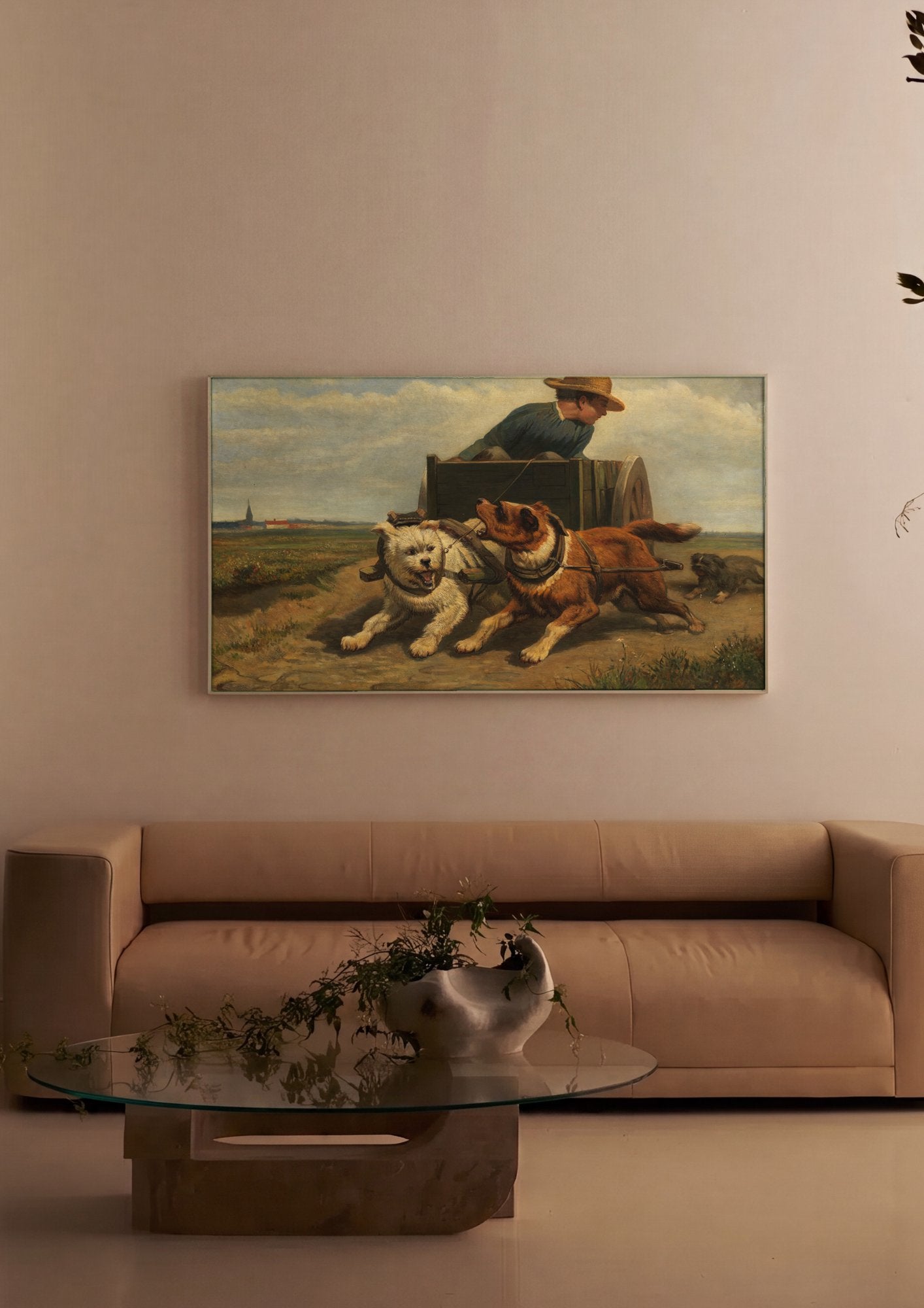 Quadro Decorativo Cães Atrelados - Henriëtte Ronner Knip em ambiente decorado
