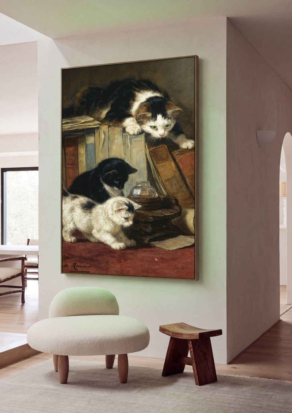 Quadro Decorativo Gatos e Livros - Henriëtte Ronner-Knip em ambiente decorado