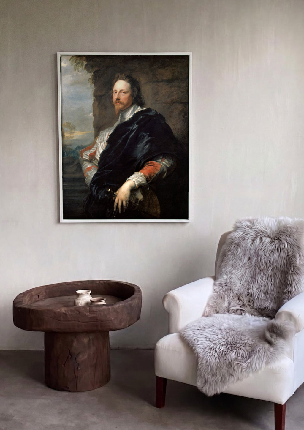 Quadro Decorativo Retrato de George Digby - Anthony van Dyck em ambiente decorado