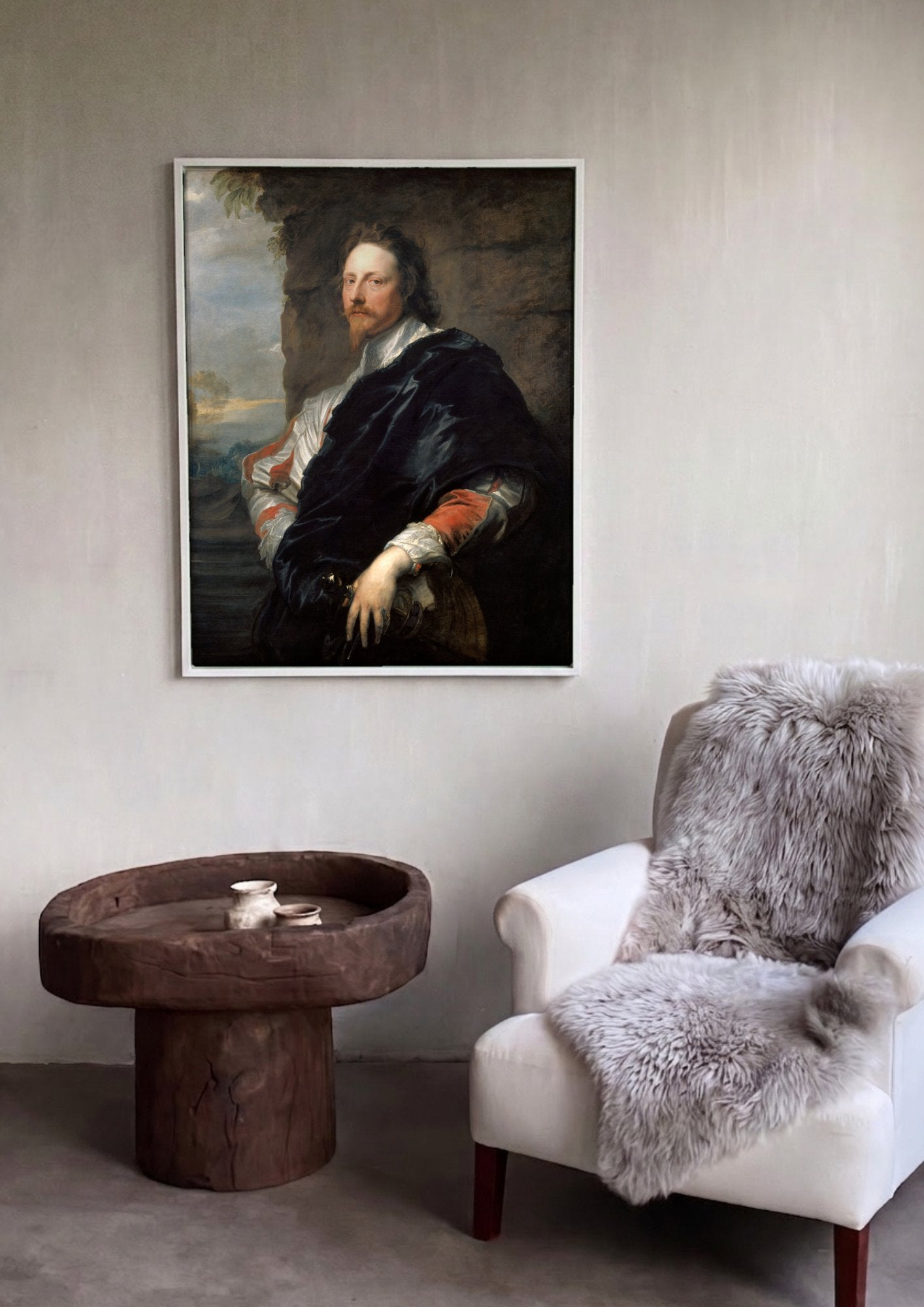 Quadro Decorativo Retrato de George Digby - Anthony van Dyck em ambiente decorado