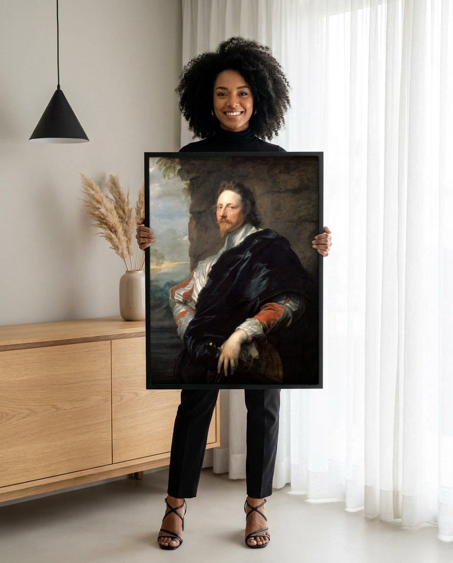 Quadro Decorativo Retrato de George Digby - Anthony van Dyck com modelo em ambiente
