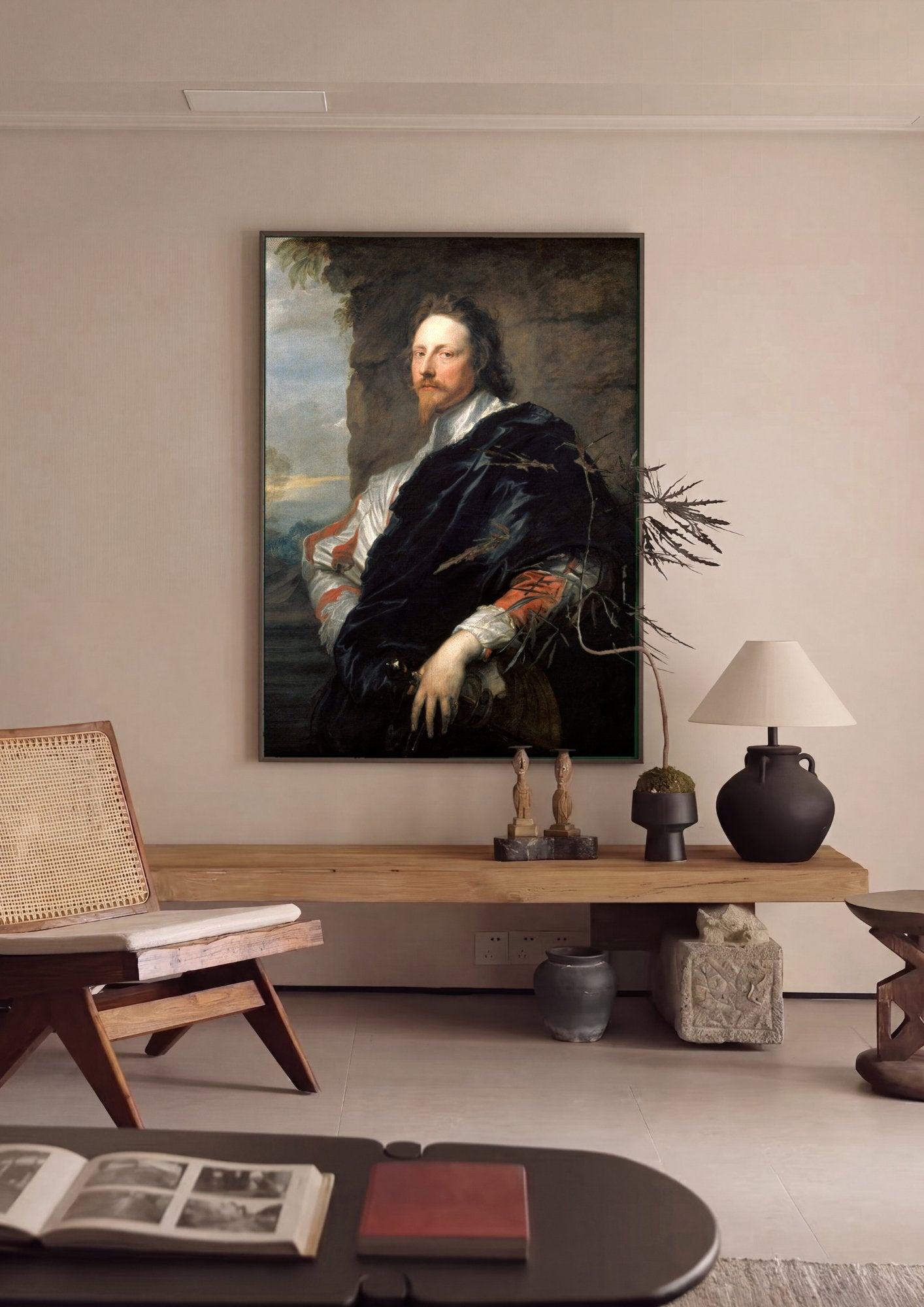 Quadro Decorativo Retrato de George Digby - Anthony van Dyck em ambiente decorado