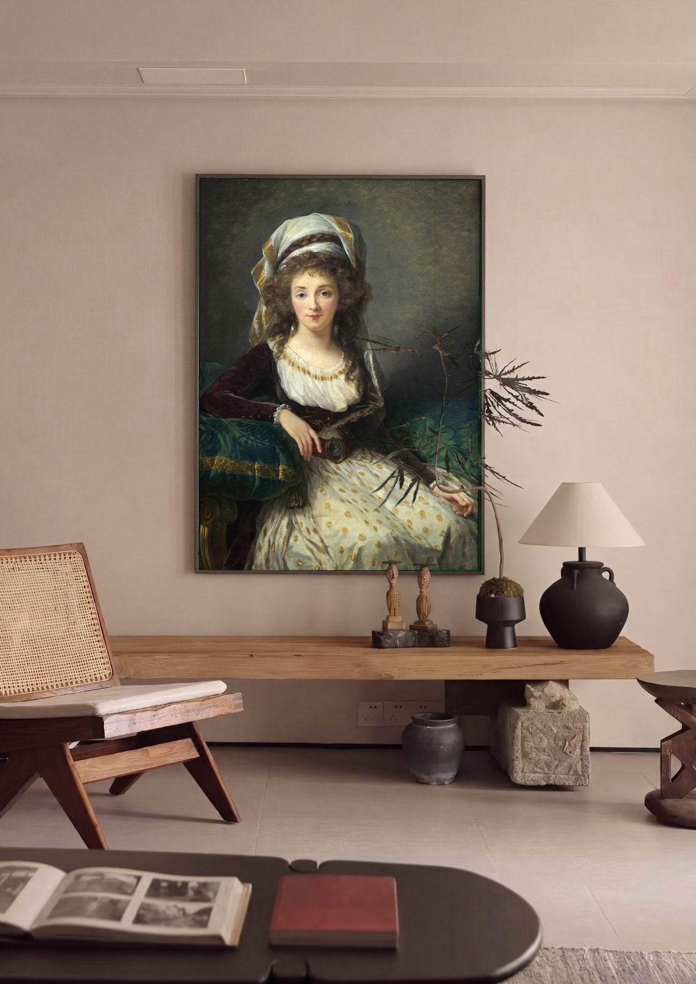 Quadro Decorativo Retrato de Mulher - Vigée Le Brun em ambiente decorado