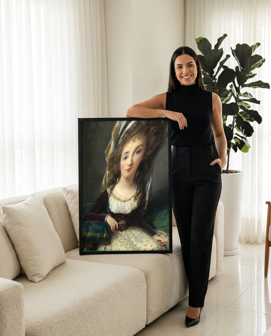 Quadro Decorativo Retrato de Mulher - Vigée Le Brun com modelo em ambiente