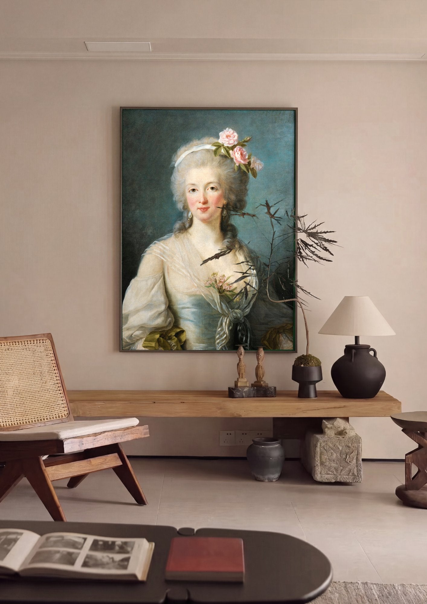Quadro Decorativo Retrato de Mulher - Vigée Le Brun em ambiente decorado