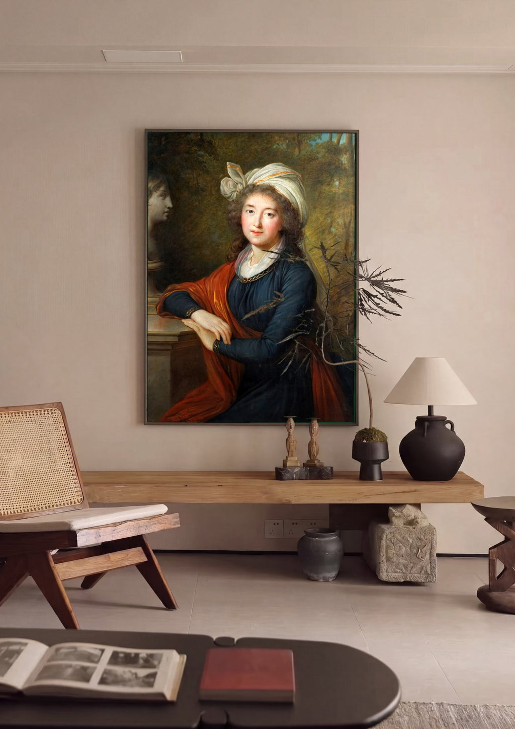 Quadro Decorativo Retrato de Mulher - Vigée Le Brun em ambiente decorado